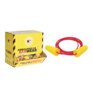 E109C ARMOURWEAR CORDED PU EARPLUGS CL5 26DB BX=100